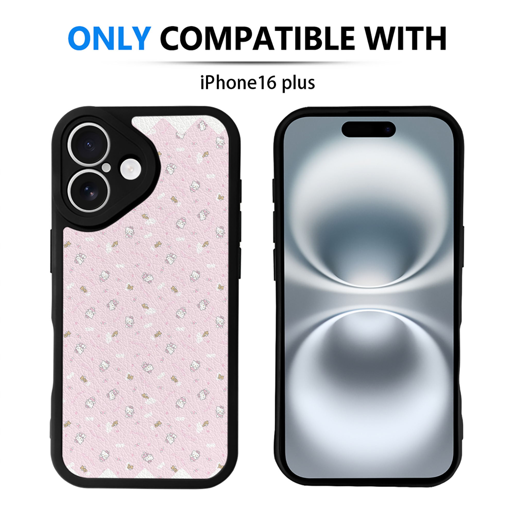 （画像用） Hello Kitty ハローキティ 【iPhone 16シリーズ対応】シリコンスマホケース（レザー調） 材質：シリコン